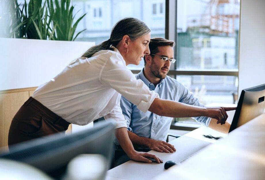 Entrepreneur Business Man and Woman working with Technology Team Meeting