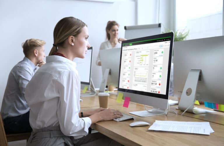 woman using sage intacct at work